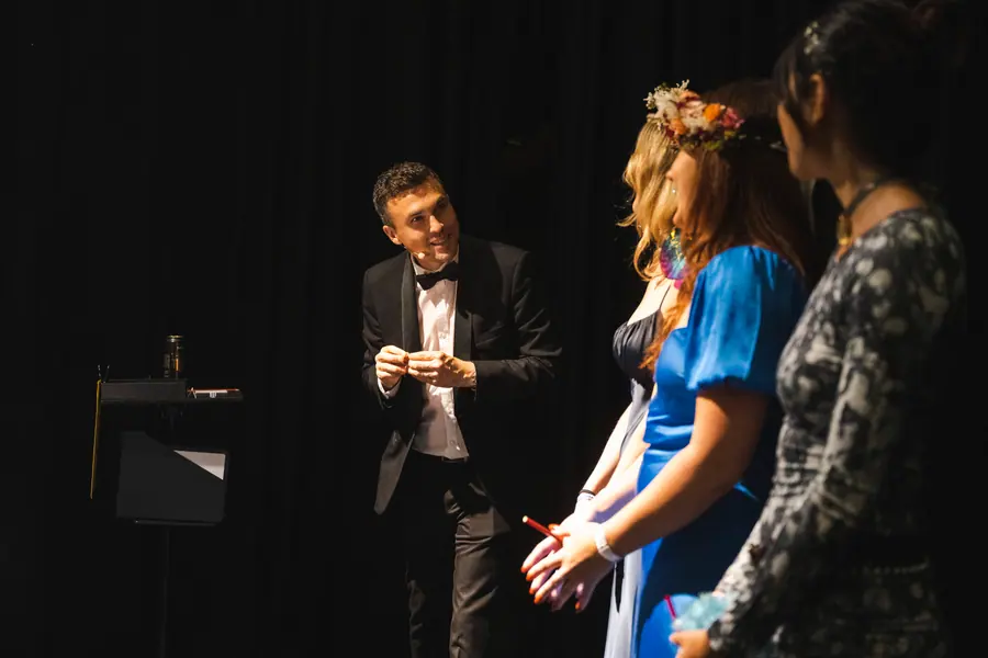 Andy Nunn engaging gala guests in an audience participation routine