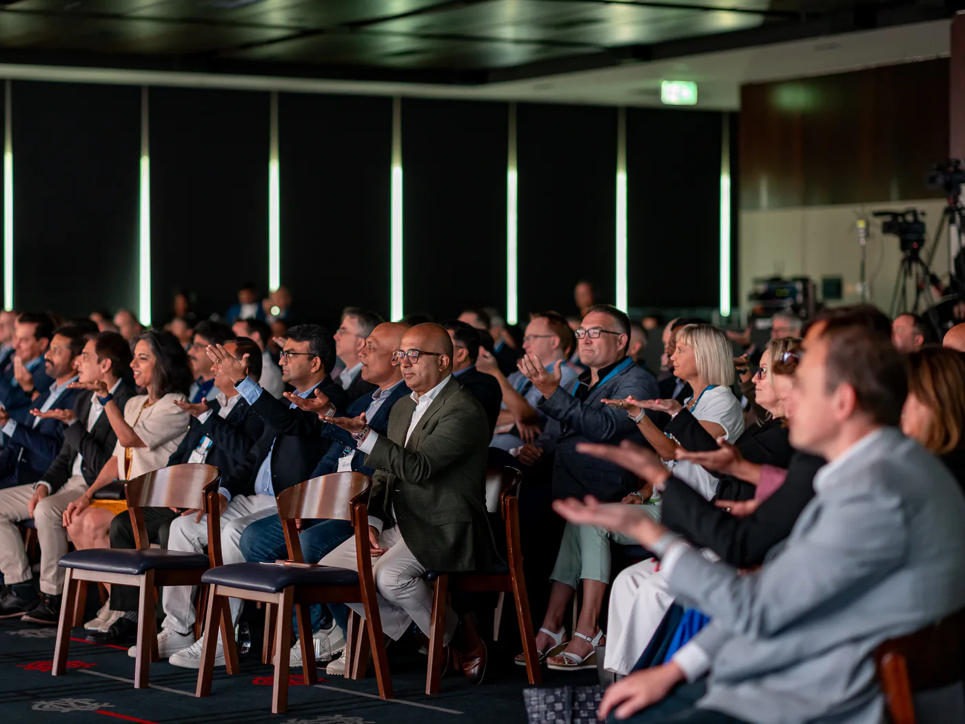 Corporate conference guests reacting to Andy Nunn keynote speaker Sydney presentation