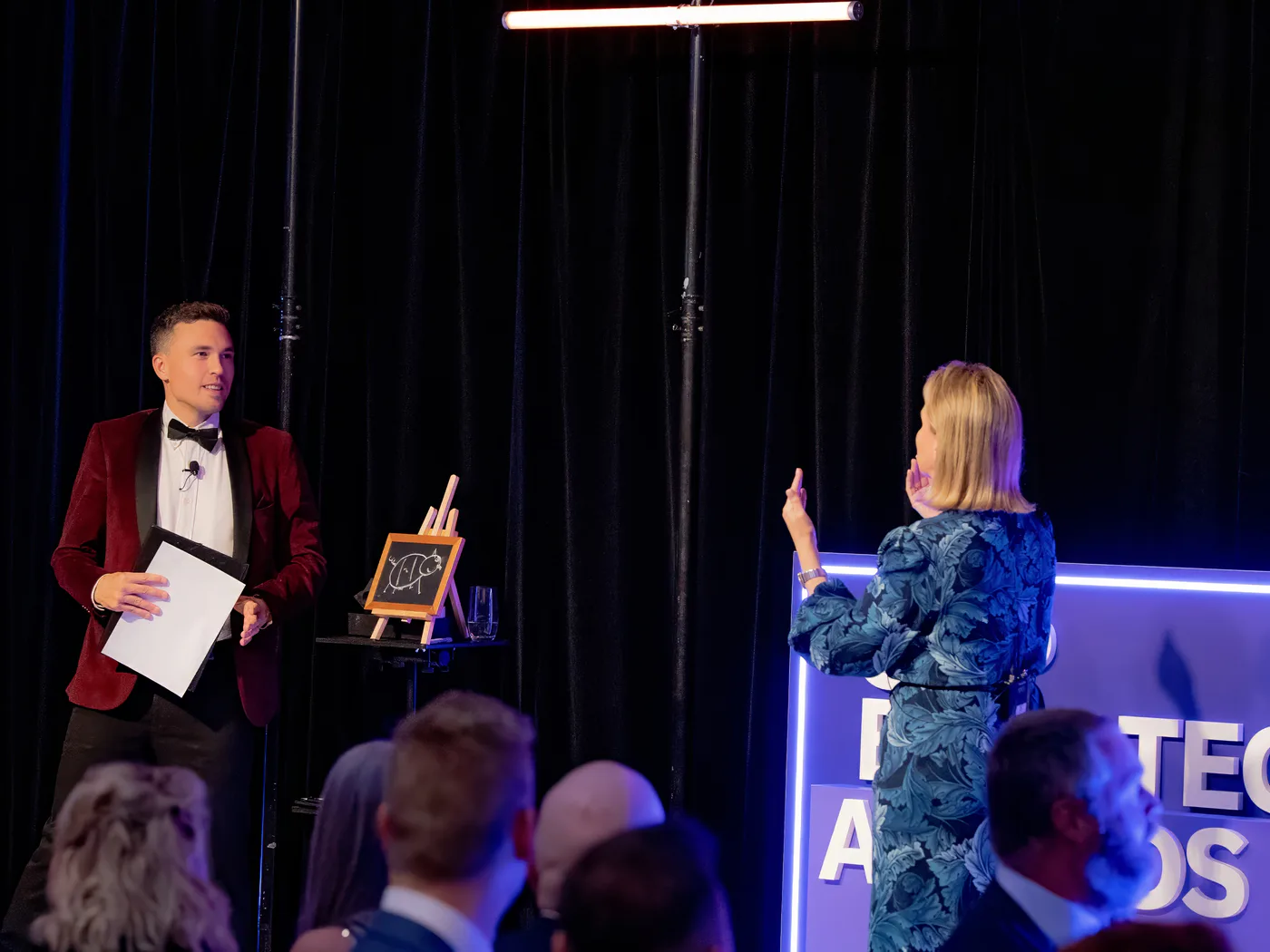 Andy Nunn involving a guest in a live keynote demonstration at a Sydney corporate awards event