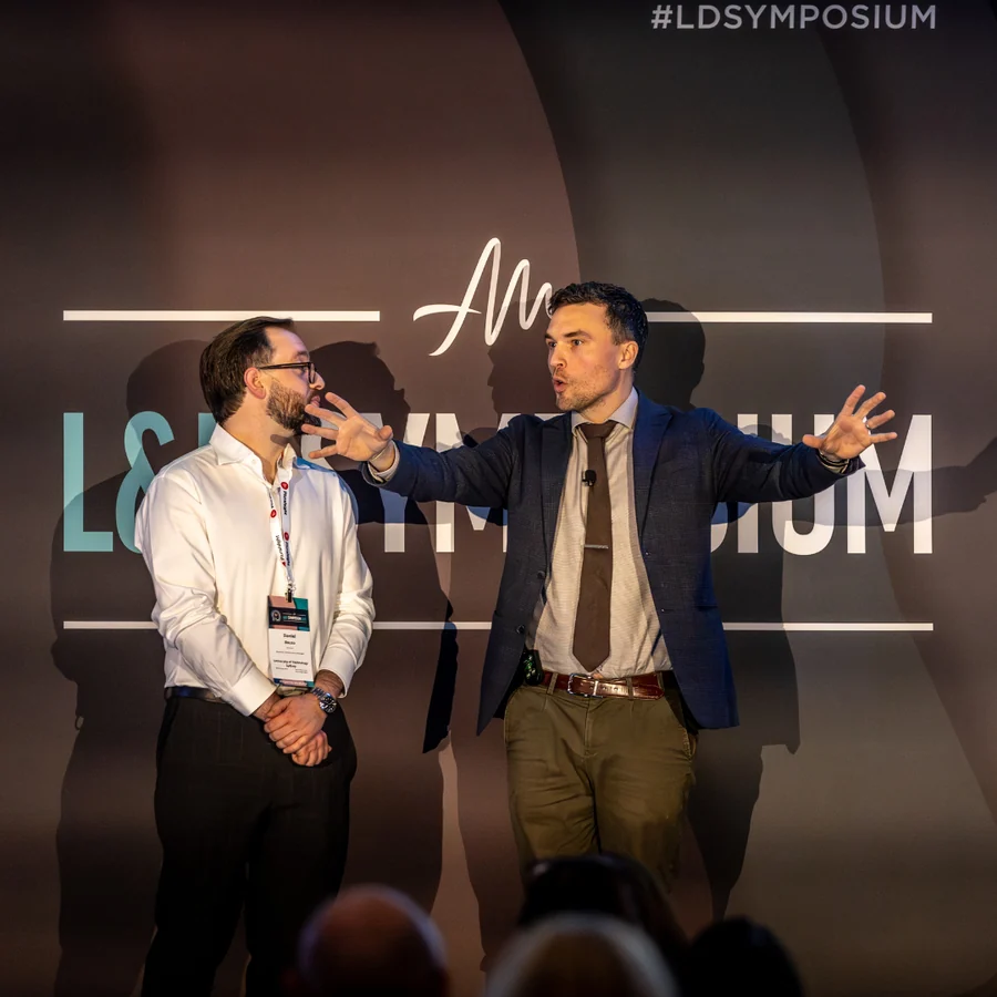 Andy Nunn leadership speaker presenting an interactive keynote with a participant