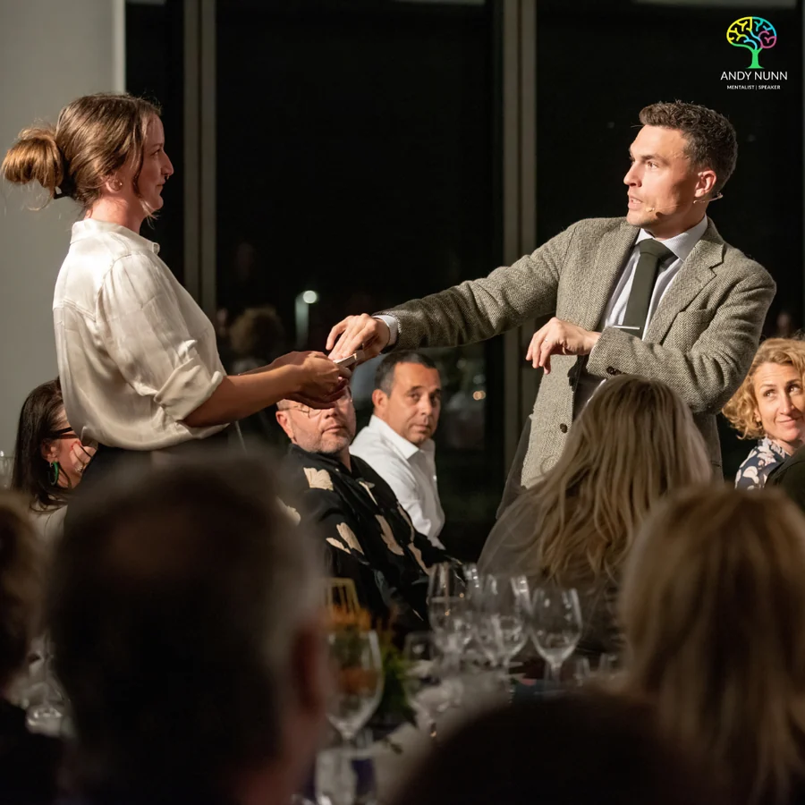 Andy Nunn motivational speaker involving an audience member during an interactive keynote