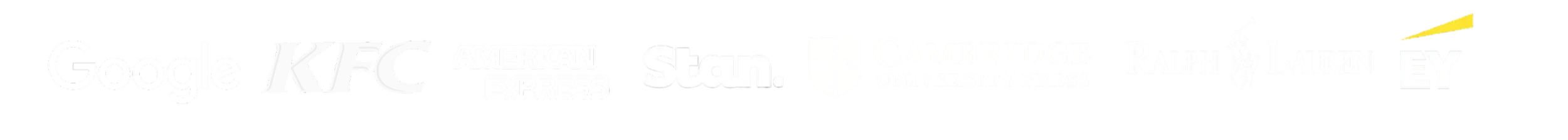 Google, KFC, American Express, Stan, Cambridge University Press, Ralph Lauren and EY